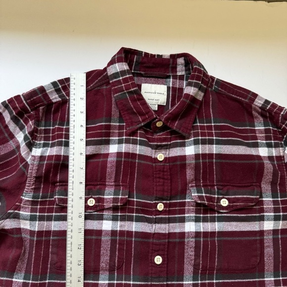 American Eagle Flannel Shirt Super Soft Red White Plaid Button Down Collar Sz XL - Picture 7 of 13